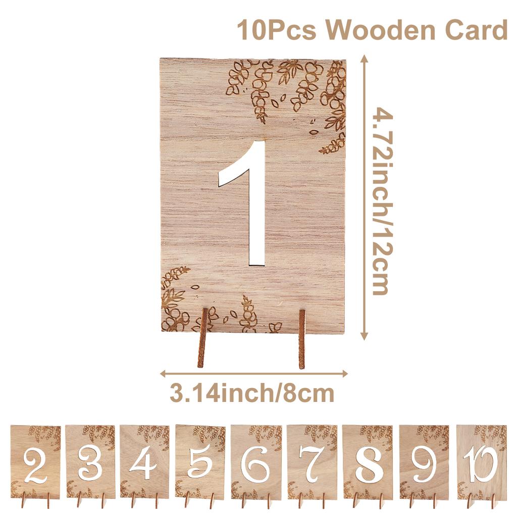 10Pcs 1-10 Numbers Wood Signs Wedding Table Number Wooden Table Numbers Birthday Party Engagement Seat Numbers Sign Gift