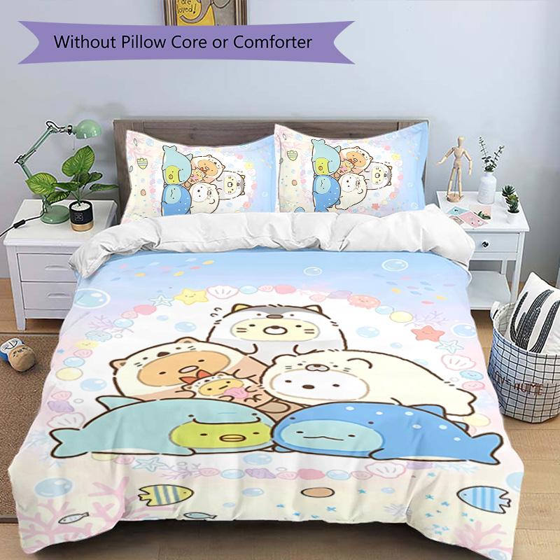 3pcs Sumikko Gurashi1 pattern bedding set duvet cover set includes duvet cover &pillowcases, perfect all season bedroom decoration & gift