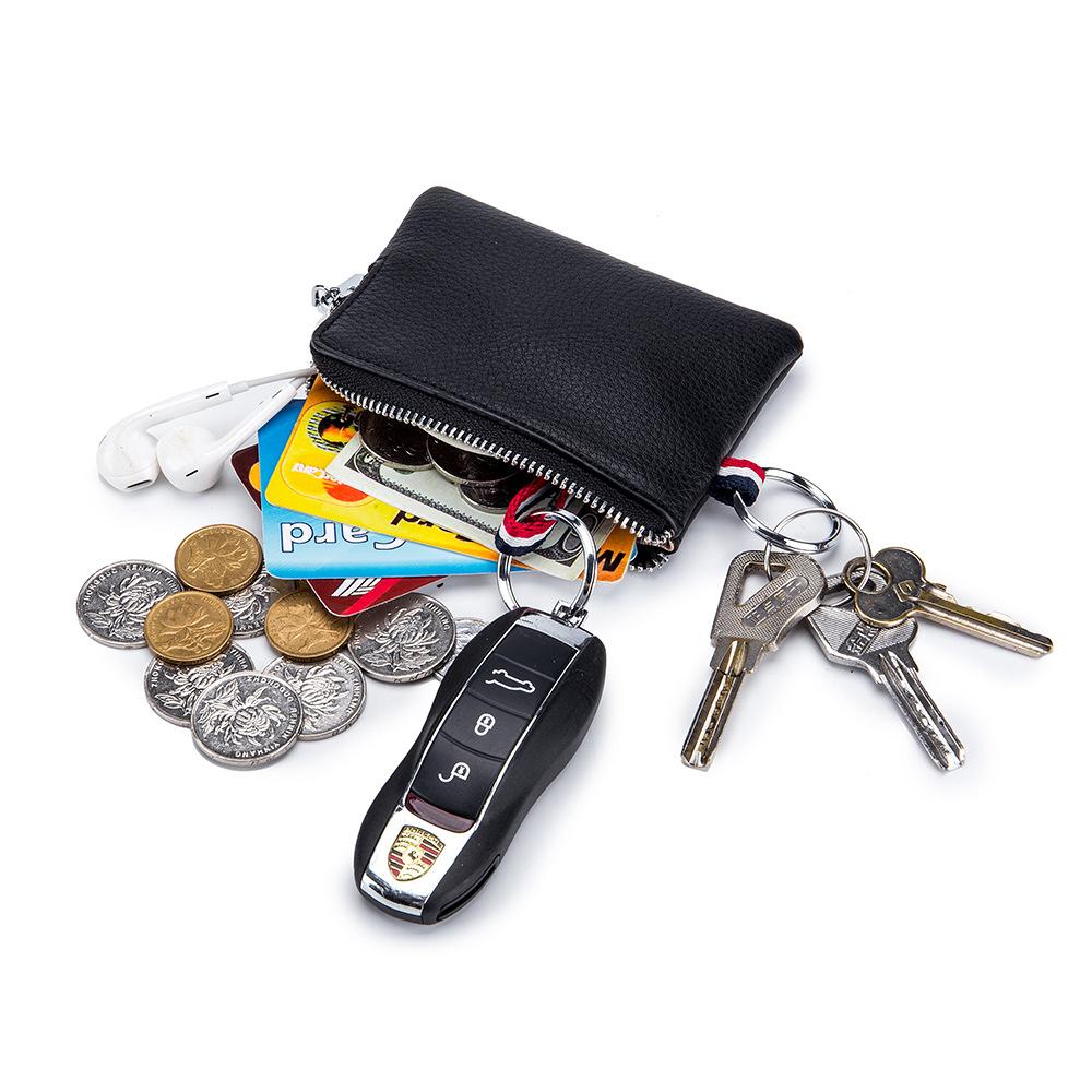 Men's Coin Wallet Leather Mini Wallet Soft  Zipper Coin Driver's License Key Bag Card Bag Ultra-thin