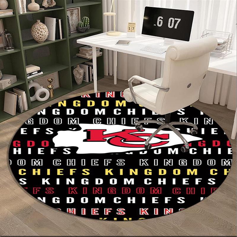 Kansas Chiefs Logo Round Rug for Livingroom,Bedroom, Palyroom, Chair Rug, Area rug, Circle Carpet, Large Size Fan Christmas gift