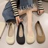 Summer Knit Ballet Flat Shoes Women Soft Slip-on Square Toe Work Flats Women Walking Shoes Comfortable Casual Barefoot Loafer