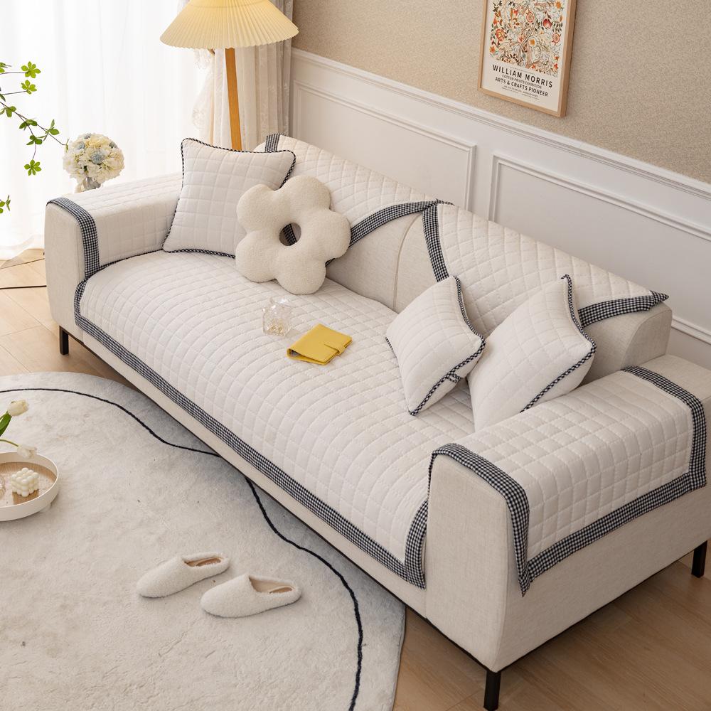 All-Cotton Sofa Cushion Four Seasons Universal Pure Cotton Cushion Simple Modern Non-Slip Sofa Cover Backrest Towel Cover Cloth