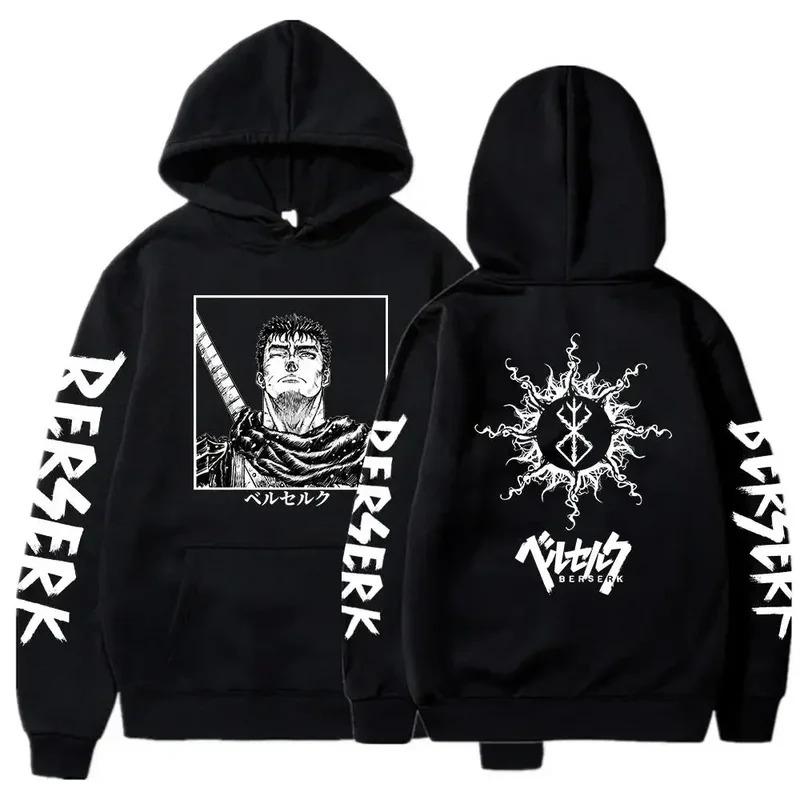 Berserker Guts Men's Hoodie, Printed Long-Sleeve Street Style, Japanese Manga Style, Fleece Loose and Soft Clothing