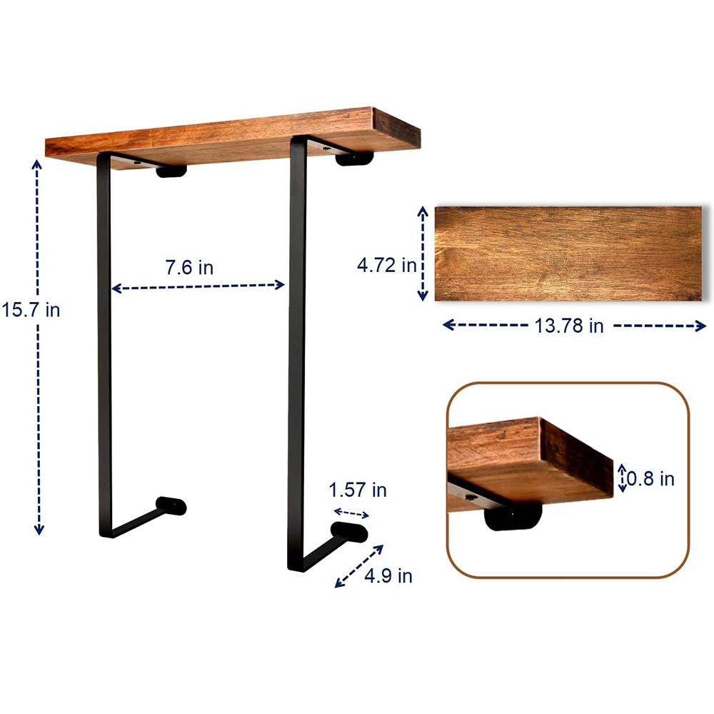 Double Pole Towel Storage Rack, Non Perforated Towel Storage Rack, Wall Mounted Black Iron Wood Bathroom Towel Rack