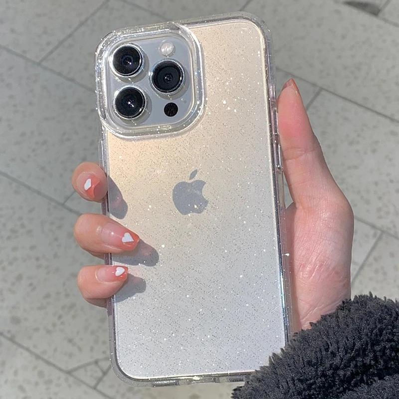 Прозрачный чехол для телефона с блестками для For Iphone 17Air 15 11 12 13 14 16 Pro Max Xs XR Max Plus Mini SE Мягкая прозрачная крышка