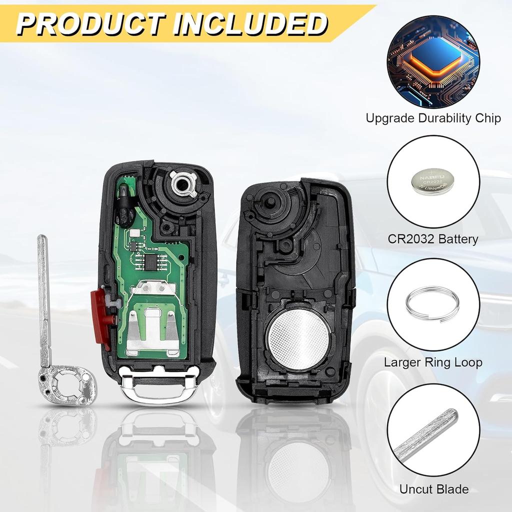 Key Fob Replacement for 2011-2016 VW Tiguan Golf CC Eos GTI Jetta Touareg/12-16 Passat Beetle Car Keyless Entry Remote Control, NBG010180T, 4 Buttons