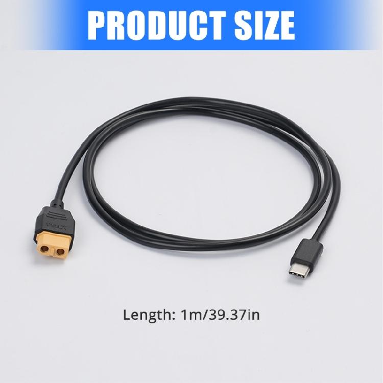 1-метровый адаптер-кабель USB C на XT60 (female) 100 Вт 20 В/5 А для быстрой зарядки дронов и модельных аккумуляторов