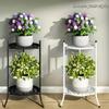 Металлическая подставка для растений в 2 яруса высотой 19,69 дюйма, многоцелевая стойка для демонстрации цветочных горшков для помещений/улицы, прочная, легкая сборка, современный стиль, черный/белый