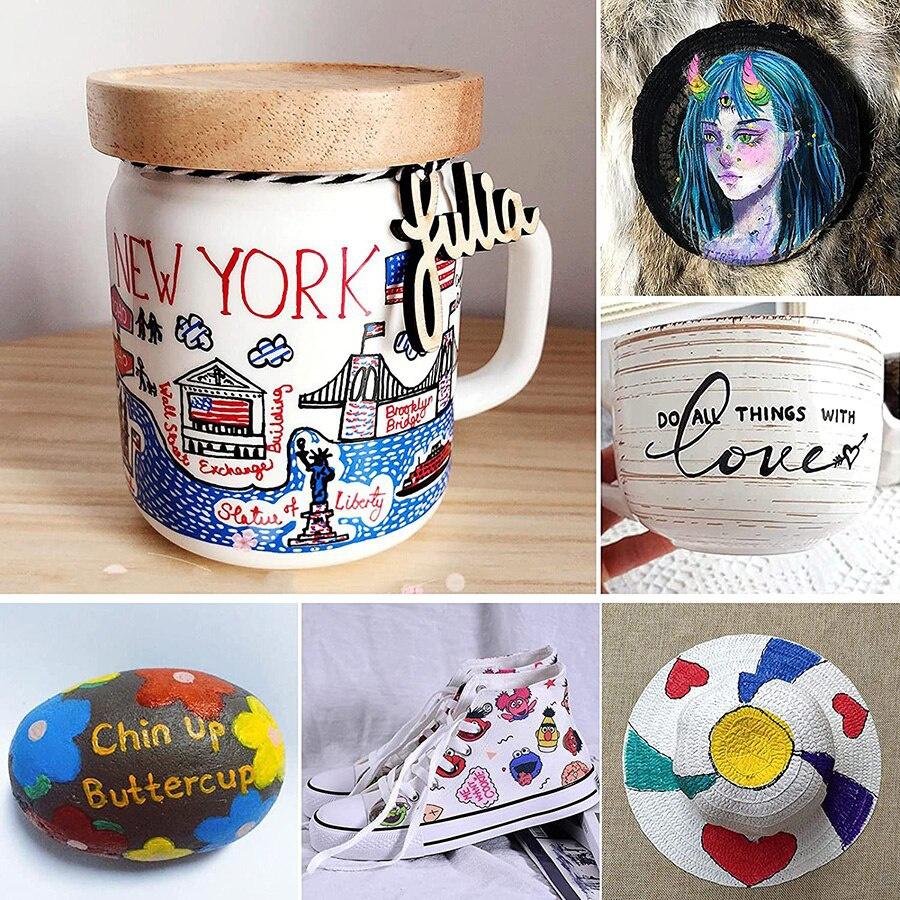 6/12/24/36 Color Acrylic Paint Brush Marker Pen Set Drawing Painting Art Marker Wood Glass Fabric Scrapbooking Stationery Supplies