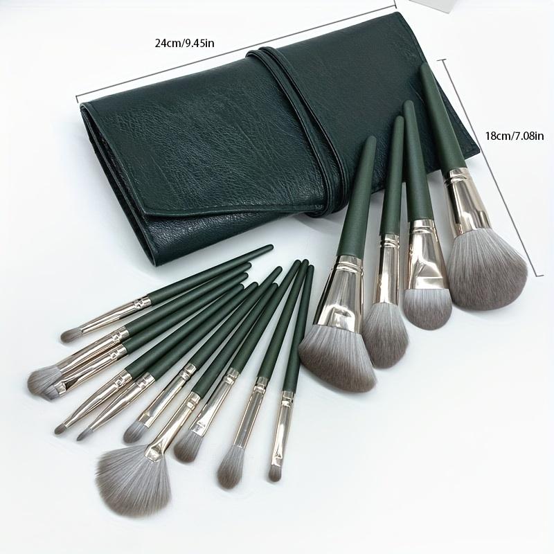 14Pcs Pro Makeup Brush Set - Soft Nylon Bristle Resin Rod Palm Brush Design for Flawless Foundation Eye Shadow Brow Application