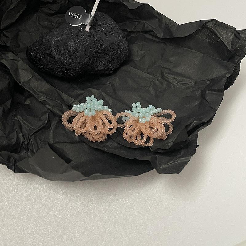 Серьги-гвоздики с бахромой из жемчужных кристаллов, модные, сладкие, элегантные, с индивидуальностью, ювелирные изделия для женщин, Южная Корея