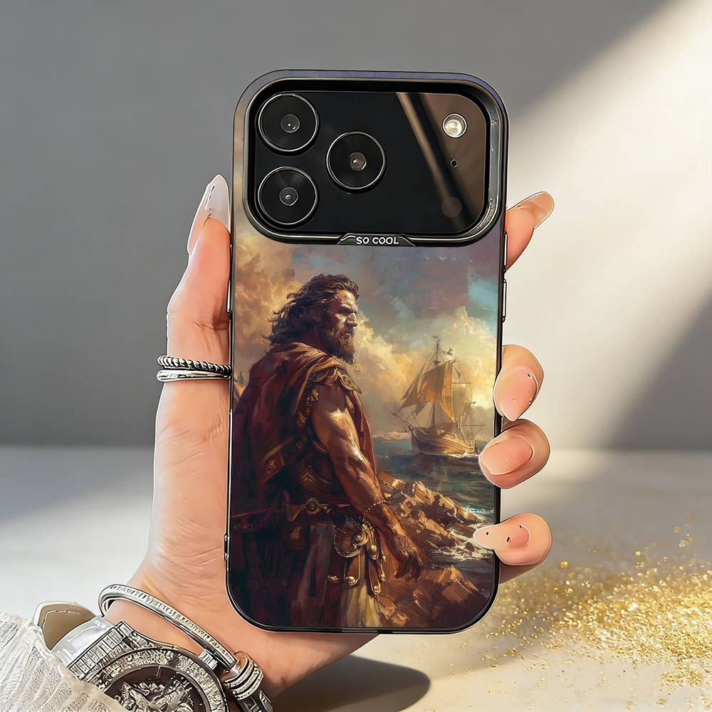 O-Odyssey G-Greece Чехол для телефона для iPhone17 16 15 14 13 12 Pro Max Серый Черный Матовый Лазерный Металлик Аврора Funda