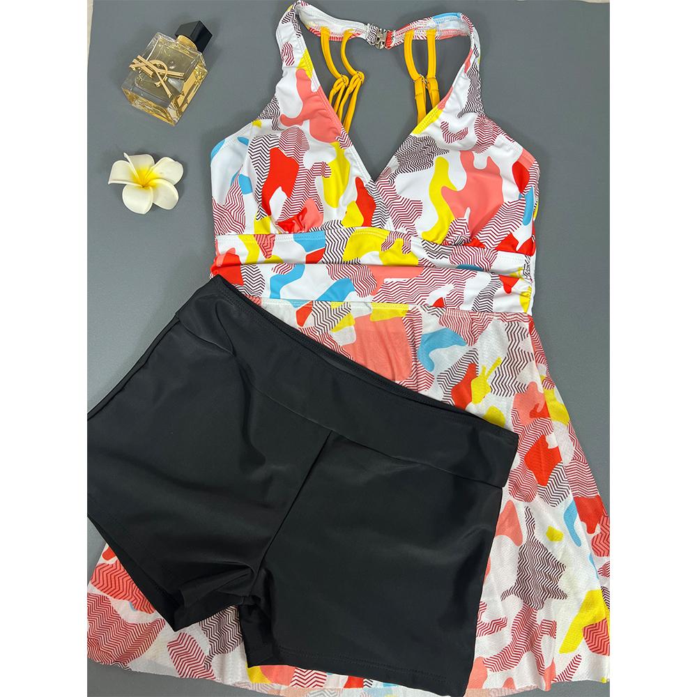 Женский сексуальный купальник большого размера с цветочным принтом, женский летний комплект из двух предметов, танкини, модный монокини, пляжная одежда, банный костюм