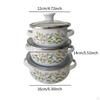 3 Pieces Enamel Stockpot Cooking Pots Nonstick Vintage Pot Stew Bean Simmer for Dining