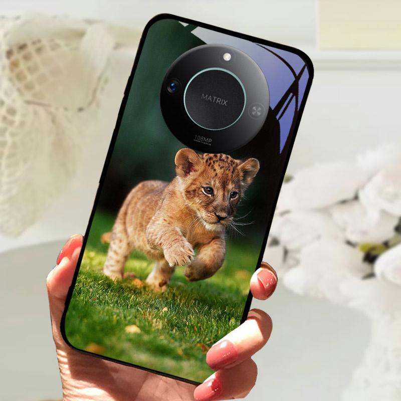 Для Honor X9C Умный Чехол-Крышка Модный Роскошный Крутые Животные Расписанный Fundas Для Honor X9C Умный Закаленное Стекло Задняя Панель Телефона