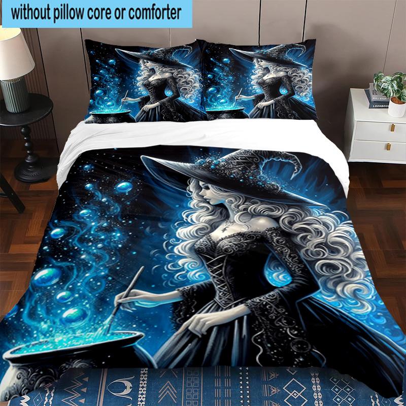 Witchcraft In The Moonlight 3pcs Bedding,Including 1pc Duvet Cover And 2pcs Pillowcases Perfect for Christmas,Ideal for Bedroom, Dormitory
