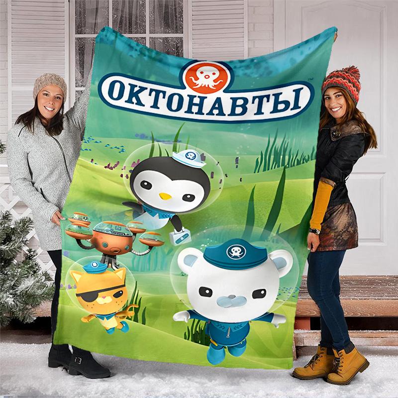 1pc OCTONAUTS1 Theme Blanket - Digital Print, Polyester, Cozy for All Seasons, Perfect for Outdoor, Camping, and Travel