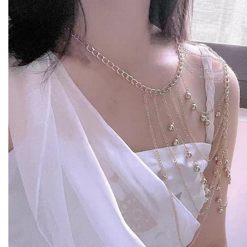 Gold Necklace Shoulder Chain Metal Body Chain Creative Tassels Costume Armband Party Decoration