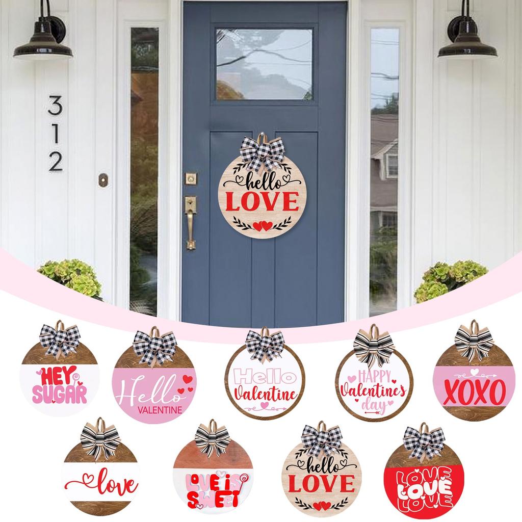Valentine's Day Wooden Hanging Door Sign Decor, Heart Wedding Front Door Patio Gate Background Ornament