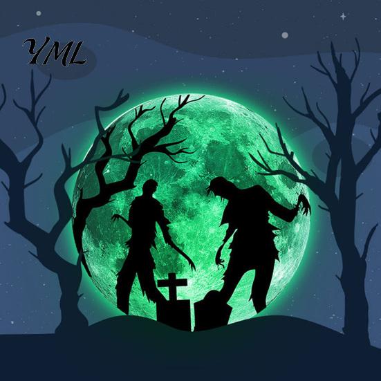 Removable Window Decoration Halloween Glow in The Dark Wall Stickers, Moon Bat Tombstone Raven Luminous Decorations Ghost Decals, Waterproof