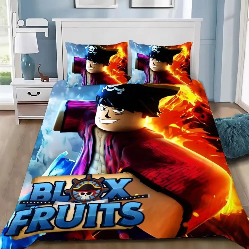 3D Game Bedding Set B-Blox F-Fruits Cartoon Duvet Cover Set Soft Skin-Friendly Single Double King Size For Kids Home Textiles