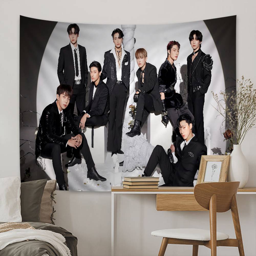1pc Classic KPOP Hot Aateez Singer Hippie Wall Hanging Tapestries Art Science Fiction Room Home Decor Kawaii Room Decor