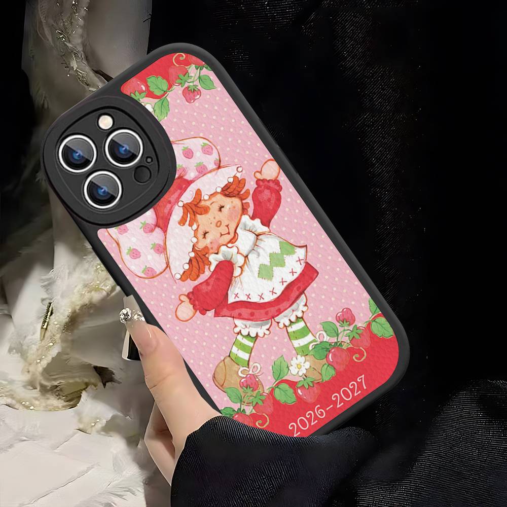 Мультяшная Девочка S-Клубника S-Клубничный Торт Для IPhone 16 15 14 13 12 11 Pro Max Plus Ударопрочный Кожаный Мягкий Чехол для Телефона