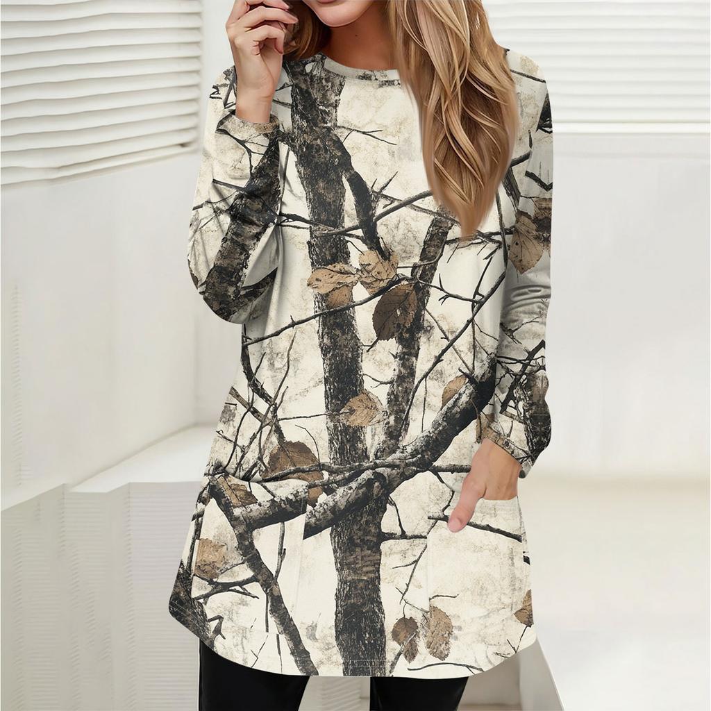 Women's Sweatshirt Pullover Active Sportswear Pocket Print Casual Round Neck Long Sleeve Top