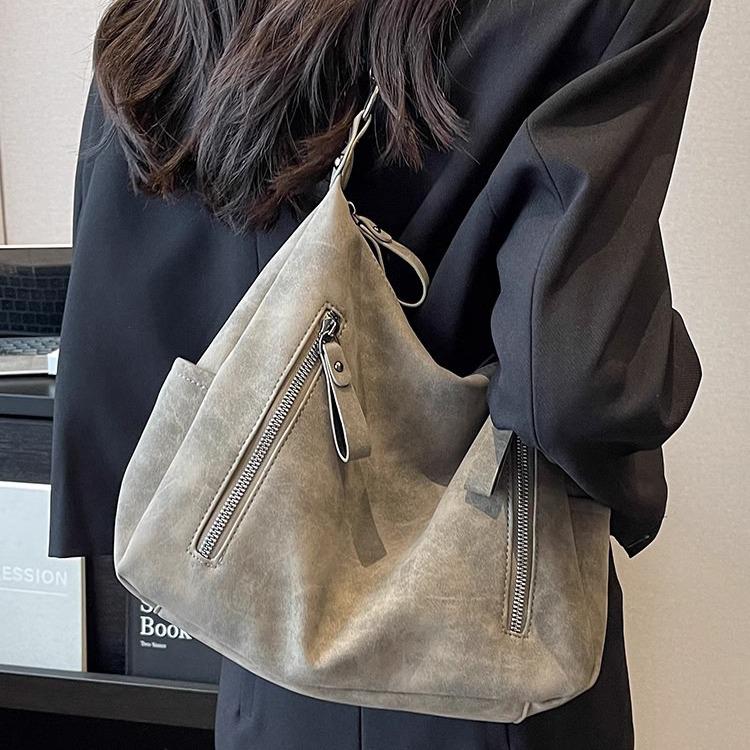 2025 Большая вместительная сумка-тоут в стиле ретро с матовым эффектом - фактурная сумка-мессенджер на одно плечо для женщин