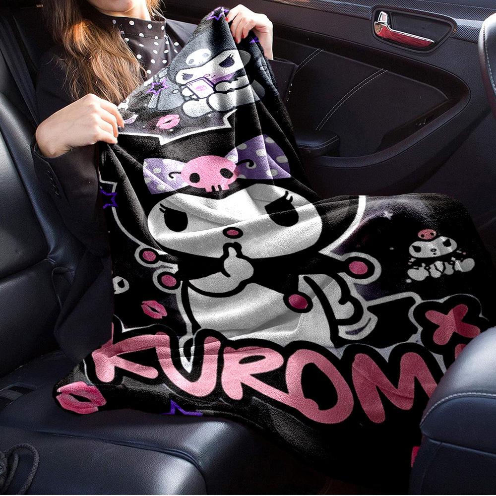 1pc Kuromi Cute Cartoon Character Home Decor Blanket - Seasonal Universal Comfortable Washable Gift for All Ages, Perfect for All Family, Av