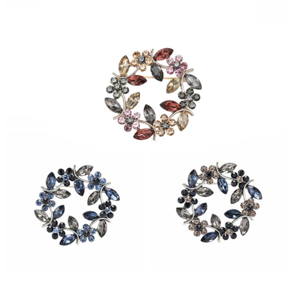 Брошь-венок из цинкового сплава с оливковой ветвью Женская брошь Милый зажим с оливковой ветвью и стразами Подарки