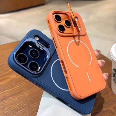 Роскошный силиконовый чехол для Magsafe для iPhone 17 16 15 14 13 12 Pro Max с подставкой-держателем для объектива и крышкой для iPhone Air 16 Plus