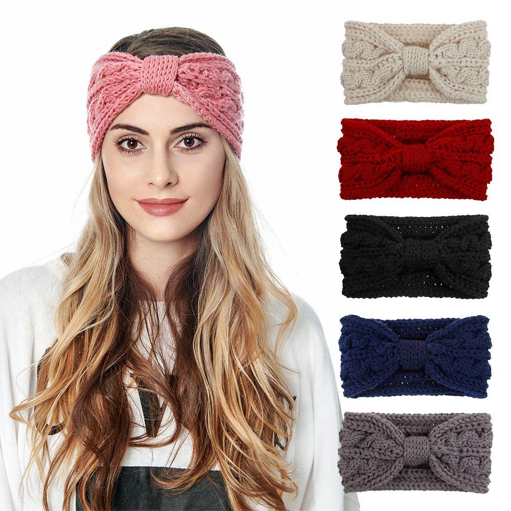 Wool Knitted Ear Warmer Hairband Headwear Women's Headband Cross Knot Hairband Head Wrap