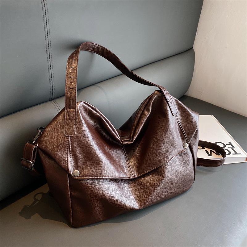 2024 Women's Large Capacity Fashion Shoulder Messenger Bag, Western-Style Solid Color Handbag