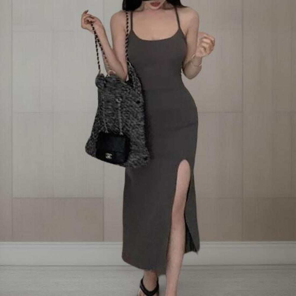 New ArrivalS Open Run Women S Slim Spandex SleeveleSS aSymmetrical Slit Long One
