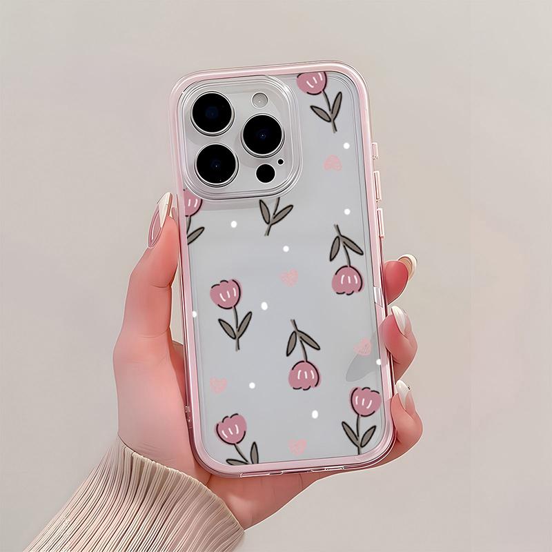 Прозрачный розовый чехол из ТПУ со свежим тюльпаном для iPhone 17 Pro Max 16 15 14 13 12 11 Pro 14 Plus, силиконовый ударопрочный мягкий чехол