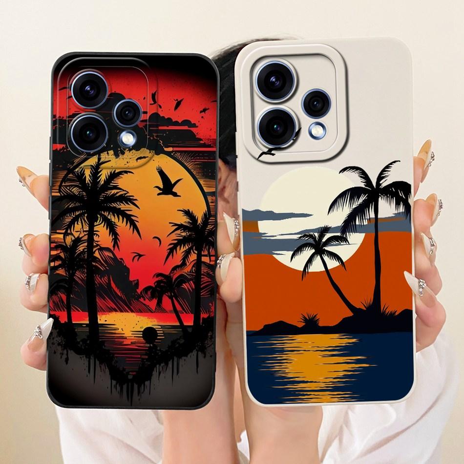 For OPPO Reno15 5G CPH2825 2026 Fashion Dusk Beach Painting Phone Case For Oppo Reno 15C 15 Soft Silicone Covers Bumpers