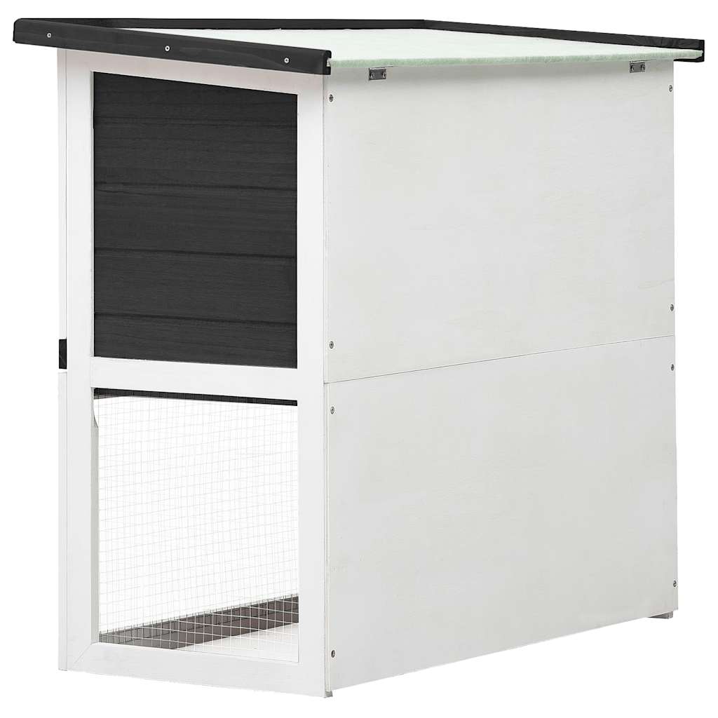 Rabbit Hutch with 1 Door Gray Wood