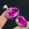 Кулон из драгоценного камня с розовым топазом, твердый кулон из стерлингового серебра 925 пробы, ювелирный подарок для унисекс