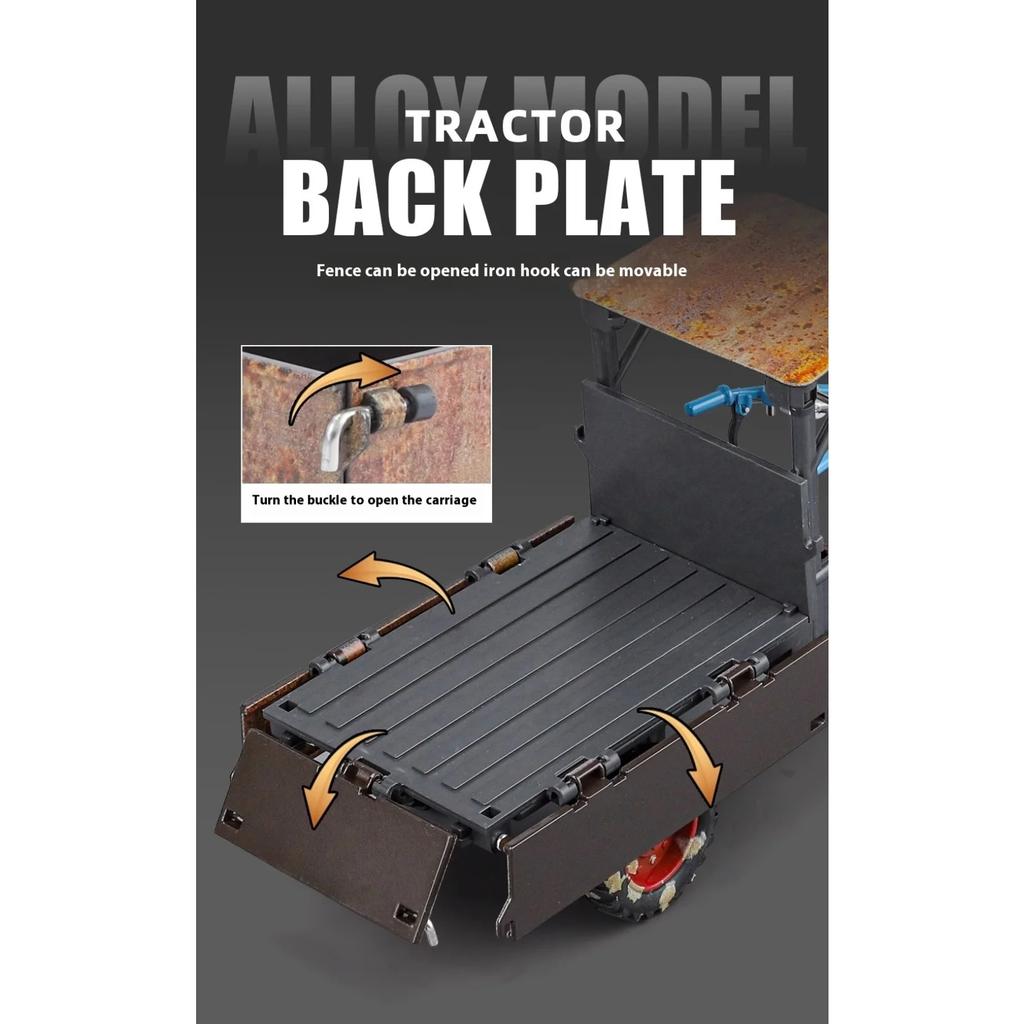 Spary 1/24 Walking Tractor Alloy Diecast Agricultural Tractor Model Sound Light Toy Retro Collection Ornaments Gift for Friends