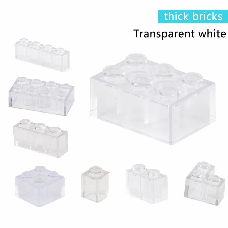 Non-Toxic Transparent White Building Blocks Thick Figures Bricks Educational Creative Size Fit Other Brand Plastic Diy Toys Accessorie