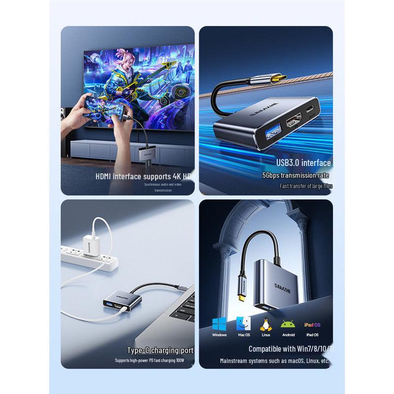 Адаптер USB-C на HDMI Mountain Lake: Для ноутбуков, телефонов, планшетов и игровых приставок