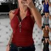 Fashion Clothes Women's Summer Tops Casual Sleeveless Blouses Knitted Tops Club Wear Tank Tops Ladies Deep V-neck Zipper Tops