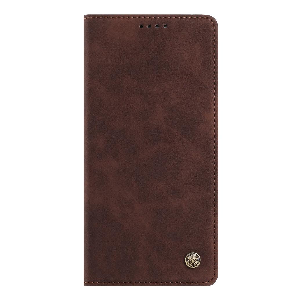 Suitable for Samsung S26 Ultra, skin-feel magnetic suction solid color leather case, S26Plus magnetic flip cover, S25FE protective case