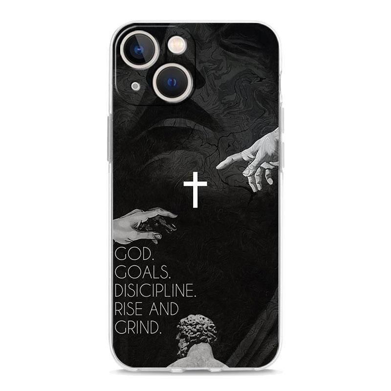 Чехол для телефона iPhone 17 Air Cases iPhone 16 15 12 13 14 Pro Max SE 7 8 Plus iPhone11 Прозрачный Мягкий Чехол Христианская Библия Иисус