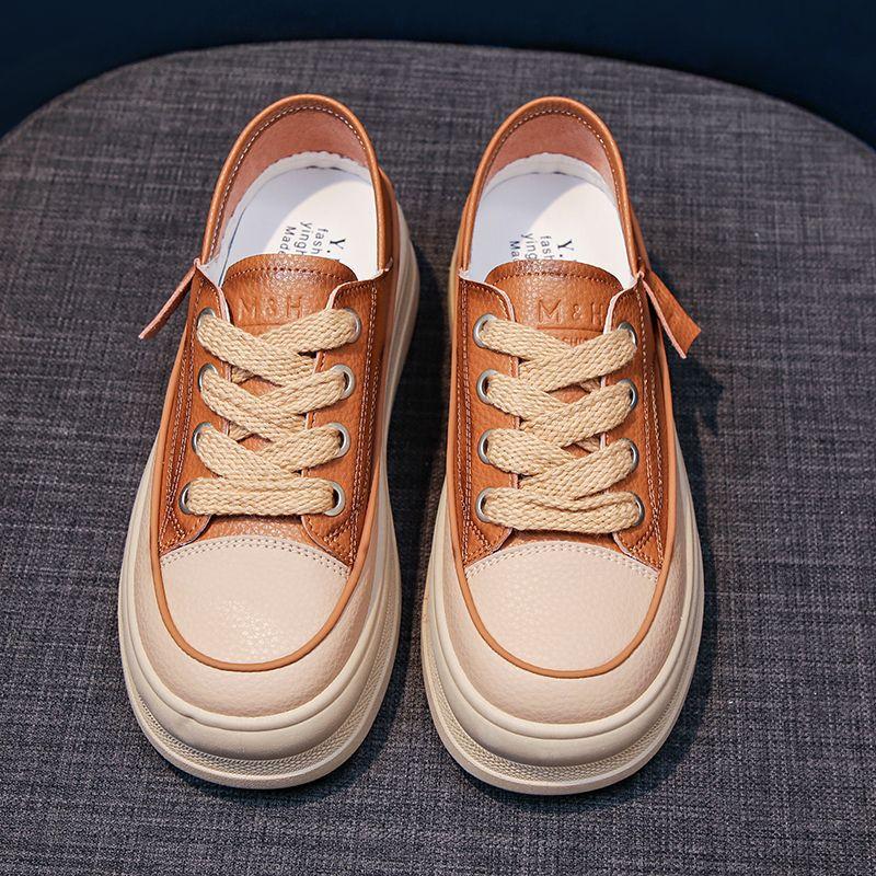 Женские простые кроссовки на платформе, повседневная уличная обувь на шнуровке, удобные низкие туфли из искусственной кожи