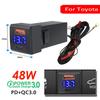 48W Fast Charger Voltmeter PD+QC3.0 USB Type-C Dual Port Phone Power Socket Quick Charge Mobile Phone Accessories For Toyota