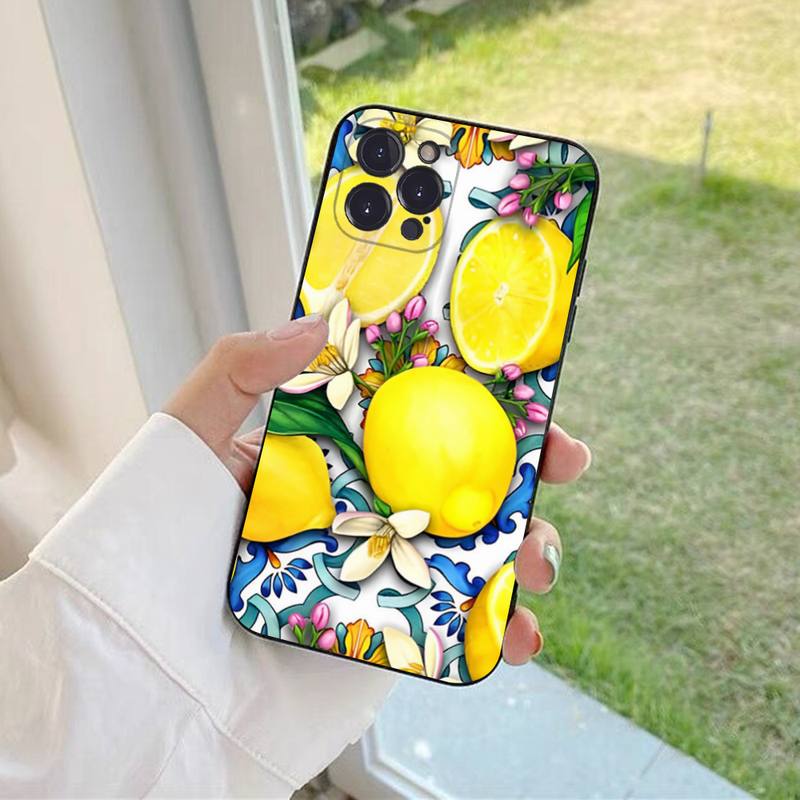 Mediterranean Lemon Phone Case For iPhone 6 7 8 Plus 11 12 13 14 Pro SE 2020 MAX Mini X XS XR Back Funda Cover