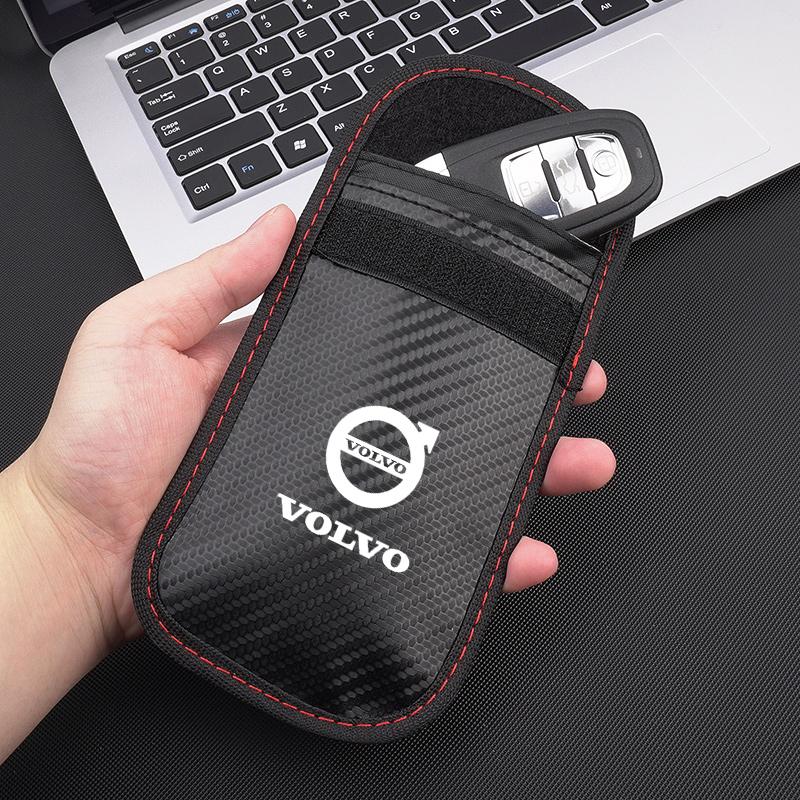 Car Key Case Signal Blocker Bag Car RFID Shielding Pocket Anti-Theft Pouch For Volvo V60 V40 XC90 XC40 S60 C30 V70 AWD Olestar