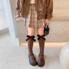 Cotton Blend Knee High Socks Knit Texture Ribbed Knit Socks Children's Stockings  For Daily Wear